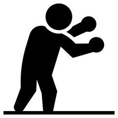 Punching man icon in solid design.