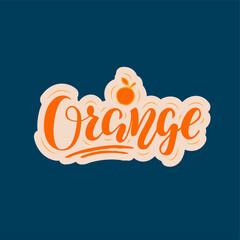 Vector illustration of orange brush lettering for banner, flyer, poster, clothes, restaurant, bistro, café, package, advertisement design. Handwritten text for logo, signage, billboard, print 
