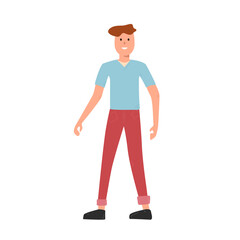 Isolated young handsome man in casual clothes. Smiling millennial full body portrait