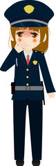 恥ずかしがる可愛い女の子の警備員のイラスト