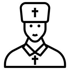 Catholic person icon in line design 