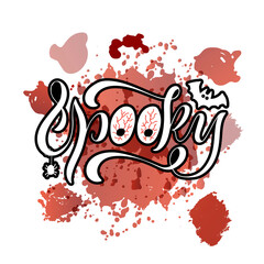 Vector illustration of spooky brush lettering for banner, flyer, poster, clothes, postcard, logo, advertisement, book cover design. Handwritten text for template, signage, billboard, print, decoration