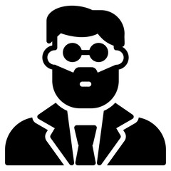Male detective icon in solid 