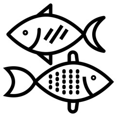 Fishes icon in line design.