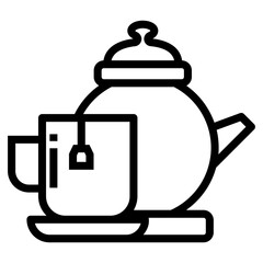 Hot tea in a cup line icon 