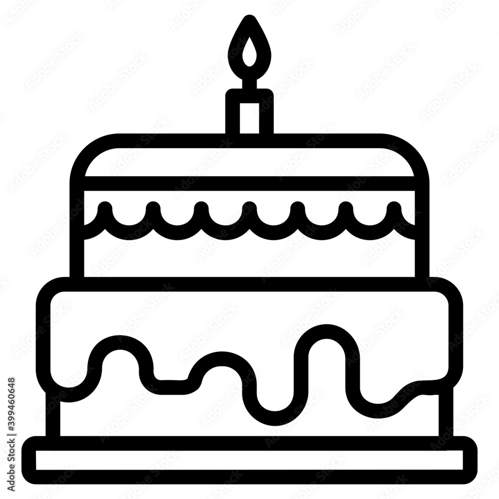 Canvas Prints birthday cake line icon vector