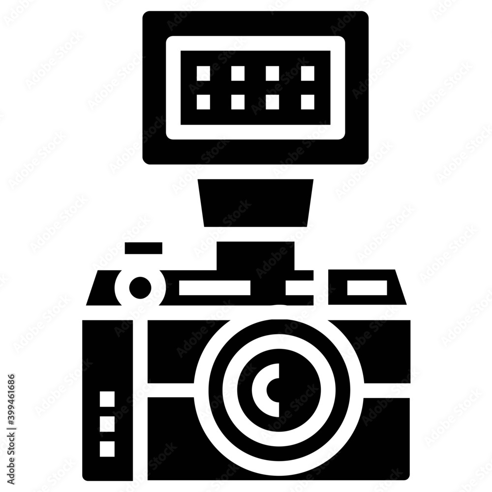 Sticker instant camera vector in glyph design