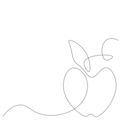 Apple fruit silhouette line drawing, vector illustration