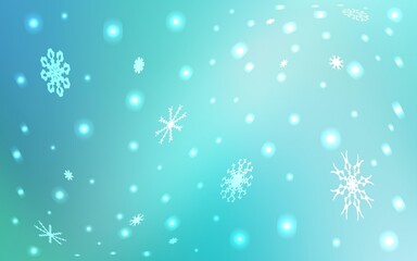 Light Green vector texture with colored snowflakes. Glitter abstract illustration with crystals of ice. The pattern can be used for new year ad, booklets.