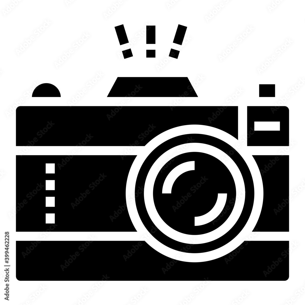 Sticker photographic camera vector in filled design