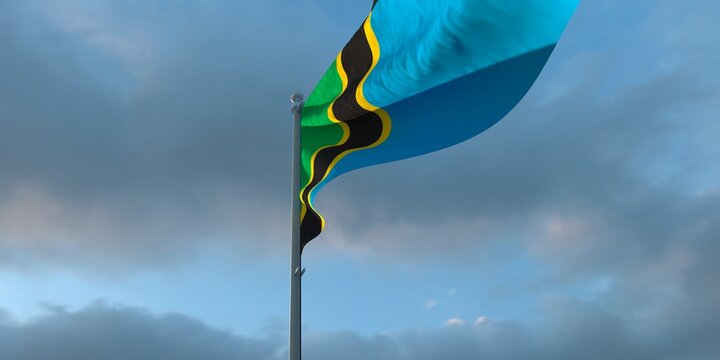 3d rendering of the national flag of the Tanzania