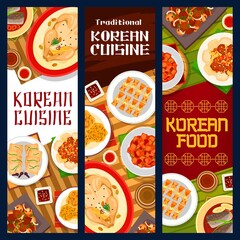 Korean cuisine menu food dish, restaurant banners