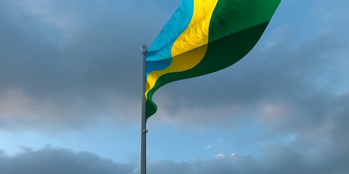 3d rendering of the national flag of the Rwanda