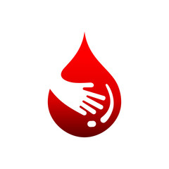 blood droplet with hand care icon