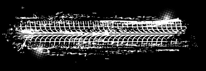 Tyre print offroad grunge spot, vector white trace © Vector Tradition