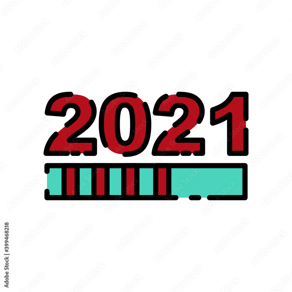 Poster new year lineal color icon loading with text 2021. simple design editable. design vector illustratio