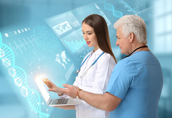 Doctors using virtual screen in clinic