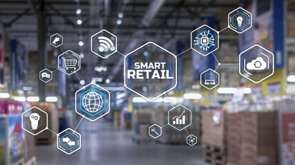 Smart retail 2021 and omni channel concept. Shopping concept 2021.
