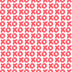 Kiss valentine's day pink seamless hand drawn vector pattern. Part of collection