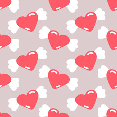 Valentine's day pink hand drawn hearts love seamless vector pattern. Part of collection