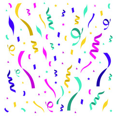 Happy new year party confetti background flat vector illustration