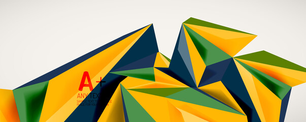 Vector triangle geometric backgrounds. Low poly 3d shape on light backdrop. Vector illustration for covers, banners, flyers and posters and other designs