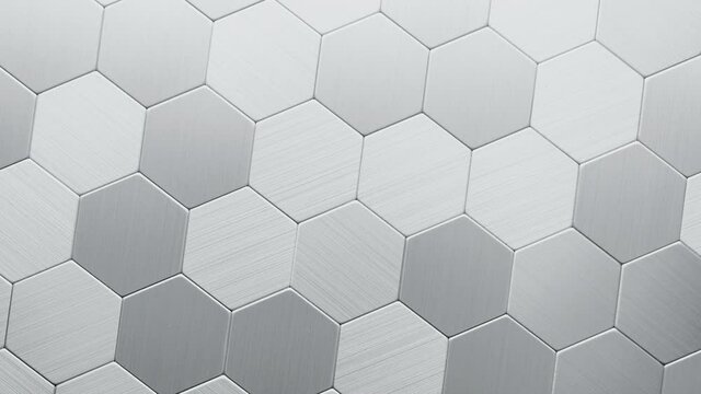 Abstract hexagon geometry background. Surface consisting of hexagonal metal plates.