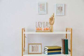 Interior of modern room with shelf unit