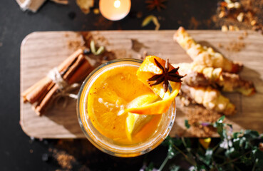 Christmas mulled red wine.Traditional hot drink at Christmas