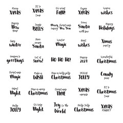 Christmas, New year, seasons greetings hand lettering set