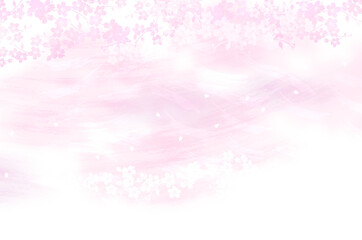 桜のシルエット（背景はカラフルなピンク系のパステルカラー）
