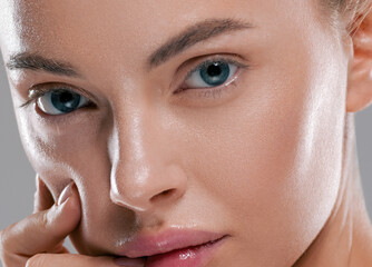 Woman eyes beauty healthy skin moisture spa face natural clean fresh make up close up