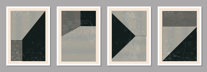 Fototapeta Minimal 20s geometric design poster, vector template with primitive shapes obraz