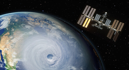 Giant hurricane seen from the space" Elements of this image furnished by NASA"