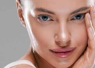 Woman beauty healthy skin spa face natural clean fresh make up close up