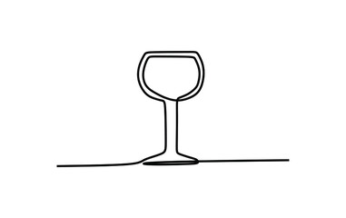Burgundy glass. Continuous one line drawing