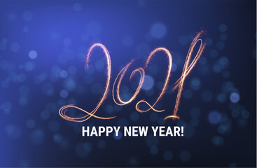 Stylish 2021 New Year vector winter holidays background with sparkling numbers.