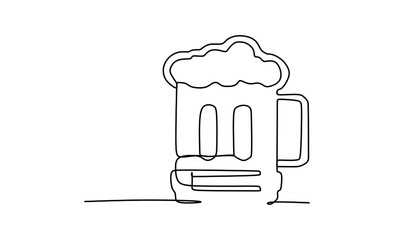 A glass of beer. Continuous one line drawing