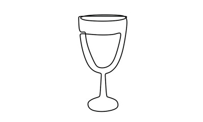 Pinot glass. Continuous one line drawing