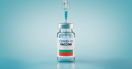 COVID-19 Coronavirus Vaccine and Syringe with flag of Bulgaria