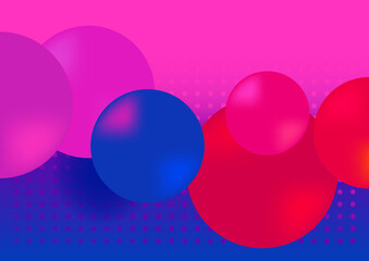 Horizontal abstract bright background with color bubbles. Vector illustration.