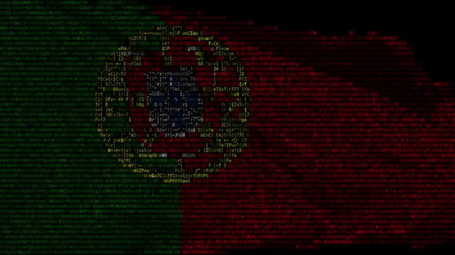 Flag of Portugal made of computer code, looping animation