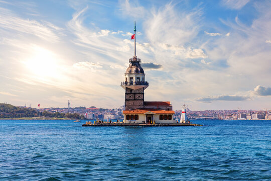 The Maiden's Tower in the Bosphorus strait, famous landmark of Turkey, Istanbul