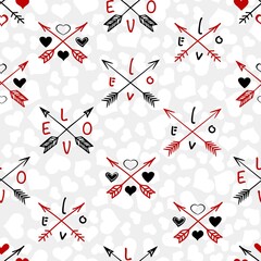 Seamless romantic pattern with love and arrow.