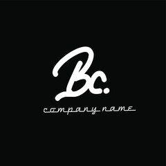Bc initial handwriting or handwritten logo for identity