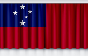 Flag of Samoa on silk curtain, stage performance event ceremony show,3d illustration
