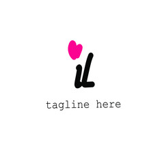 iL pink love handwritten logo for identity