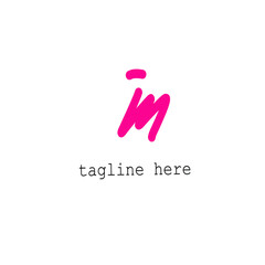 in pink handwritten logo for identity white background