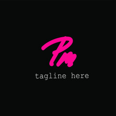 Pm pink handwritten logo for identity