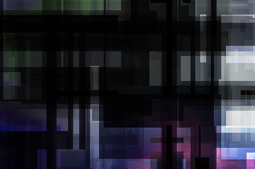 Obraz premium Futuristic abstract geometric wallpaper. Geometrical colorful shapes. Rectangular shapes background. Digital illustration of a tech layout.